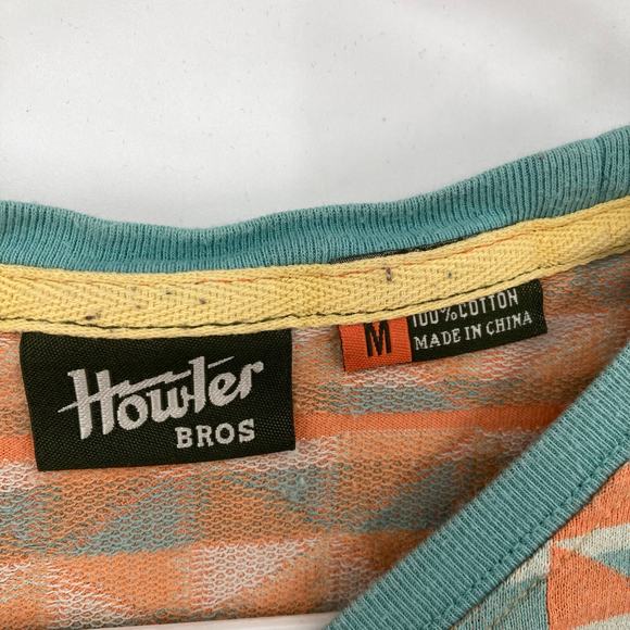 Howler Bros Geometric Orange Green Retro Short Sleeve Tee Men’s Medium Cotton - Picture 8 of 12